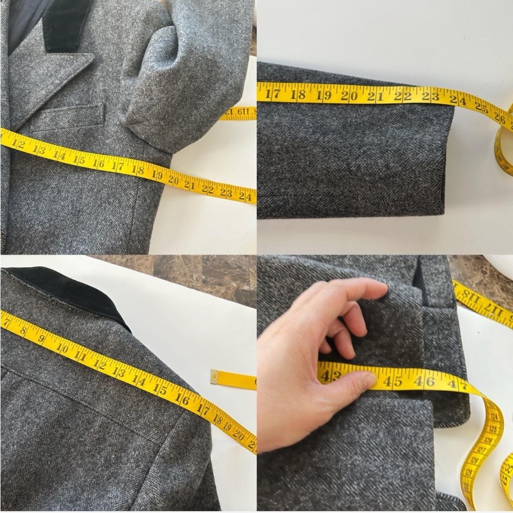 VTG 80s Double Breasted Mister Coats by David Baker Wool Herringbone Overcoat. - Picture 8 of 9